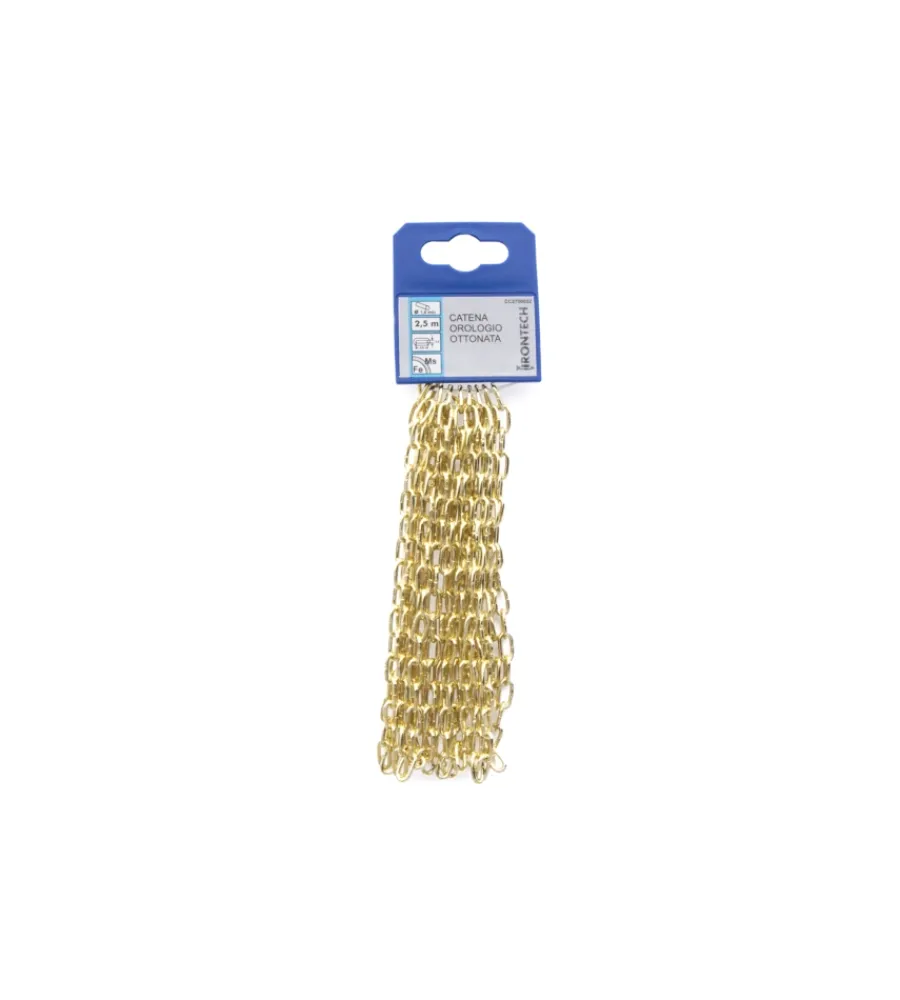 Sistemi Di Fissaggio|Catena forzatina pretagliata ø 1,6 mm. in acciao ottonato 2,5 mt.