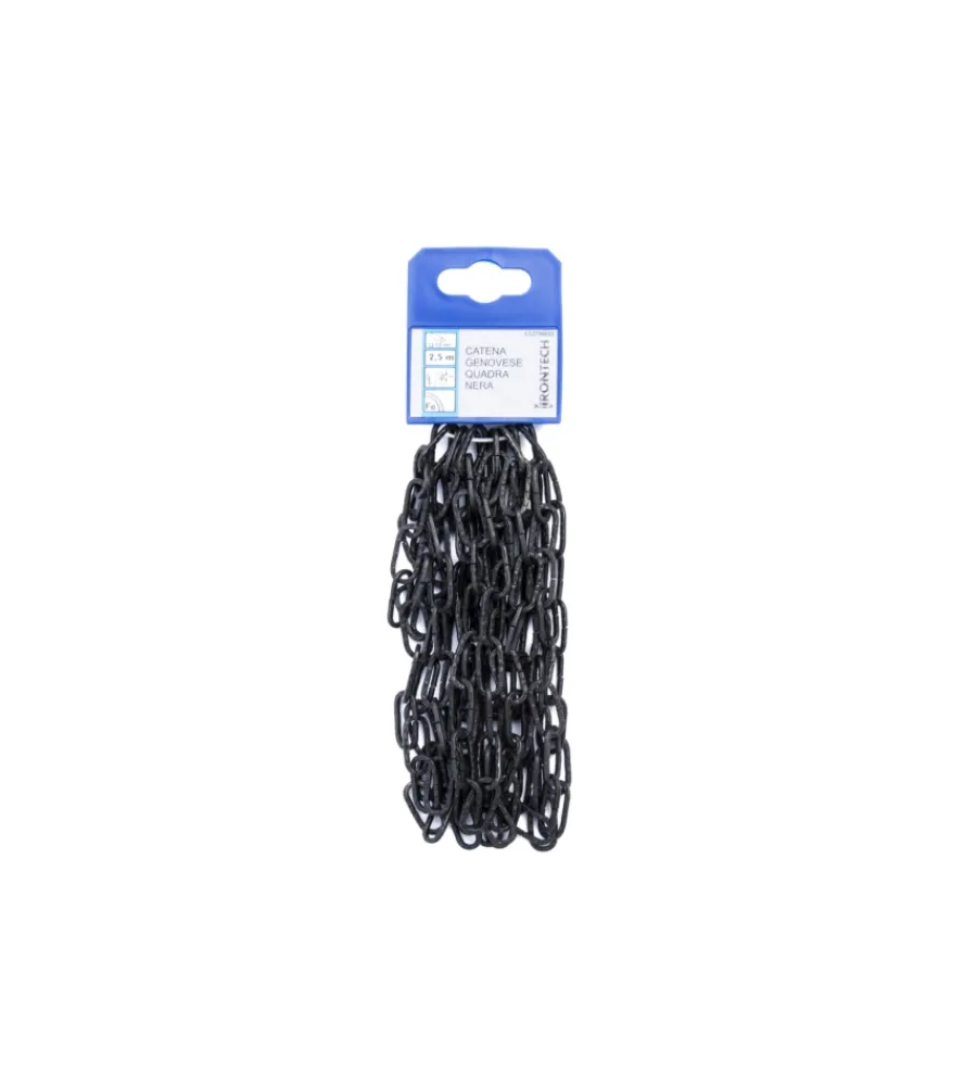 Sistemi Di Fissaggio- Catena genovese pretagliata maglia quadra ø 2 mm. in acciaio nero 2,5 mt.