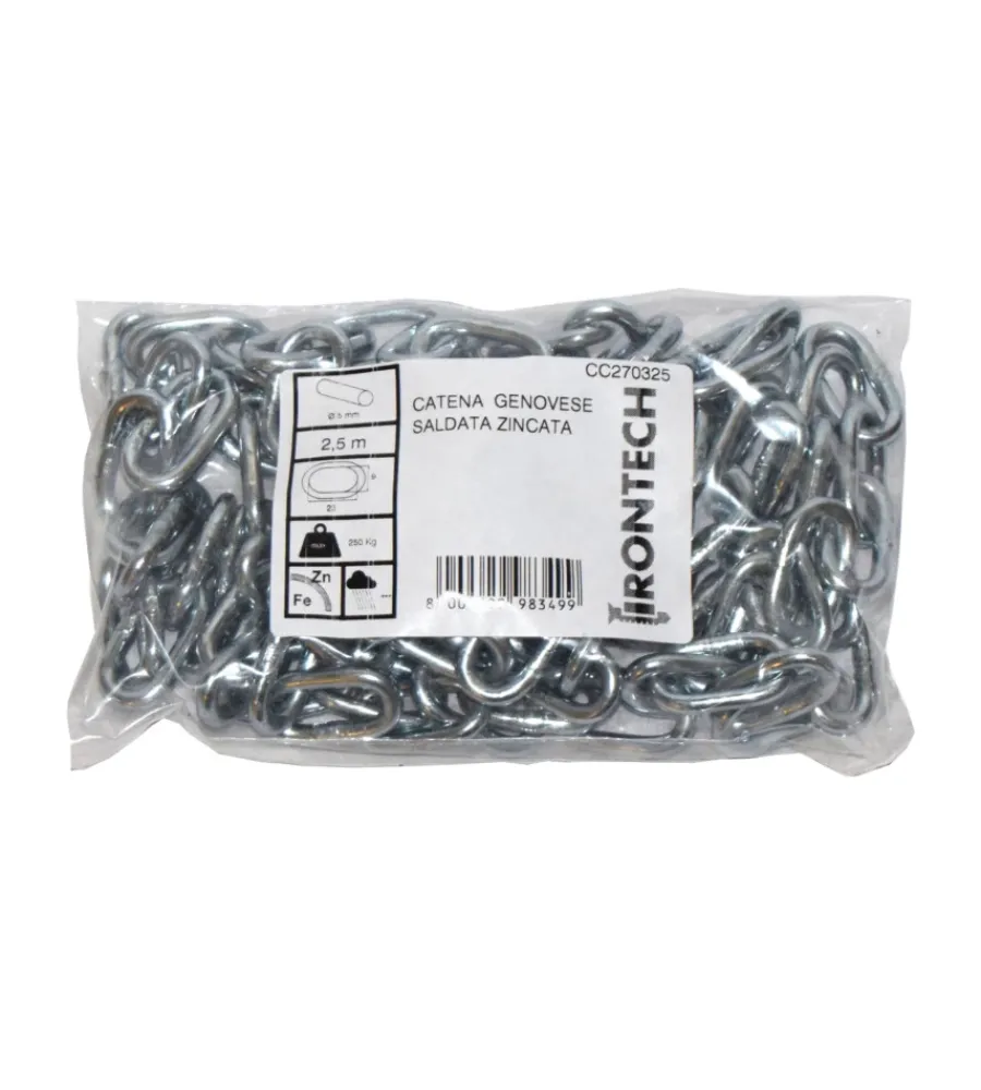 Sistemi Di Fissaggio- Catena genovese pretagliata ø 5 mm. in acciaio zincato 2,5 mt.