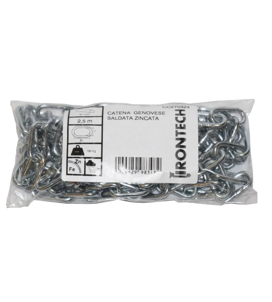 Sistemi Di Fissaggio|Catena genovese pretagliata ø 4 mm. in acciaio zincato 2,5 mt.