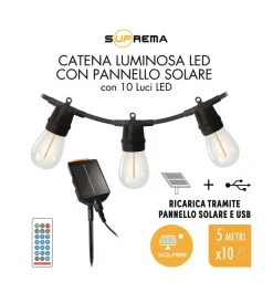 Illuminazione Per Esterno|Catena luminosa solare con 10 luci, 5 m