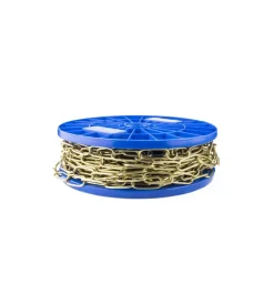 Sistemi Di Fissaggio|Catena ornamentale maglia lunga ø 2,8 mm. in acciaio ottonato 15 mt.