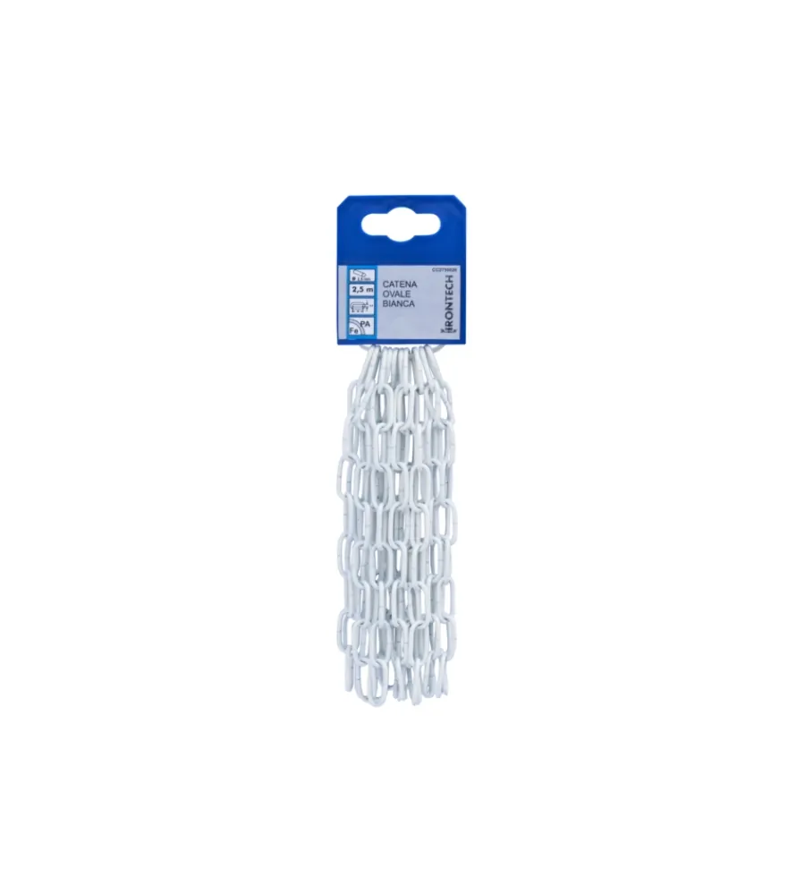 Sistemi Di Fissaggio- Catena ovale pretagliata ø 2,5 mm. in acciaio bianco 2,5 mt.