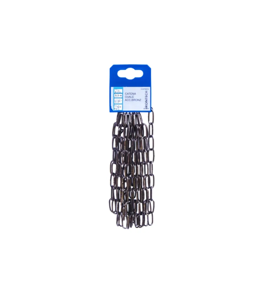 Sistemi Di Fissaggio- Catena ovale pretagliata ø 2,5 mm. in acciaio bronzato 2,5 mt.