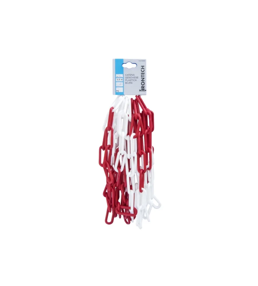 Catena segnaletica pretagliata ø 6 mm. in plastica bianco/rosso 5 mt. Sistemi Di Fissaggio