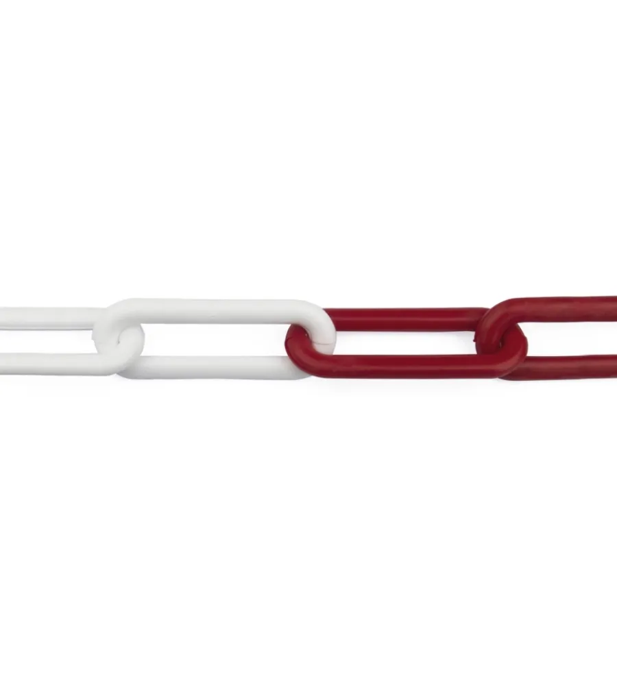 Catena segnaletica pretagliata ø 6 mm. in plastica bianco/rosso 5 mt. Sistemi Di Fissaggio