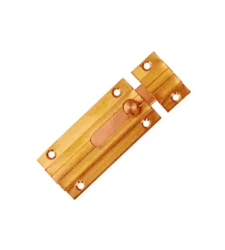 Ferramenta Per Mobili E Infissi- Catenaccio sagomato in ottone lucido 60 mm. con contropiastra