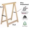 Cavalletti- Cavalletto pieghevole da lavoro in pino professionale 73,5x75 cm