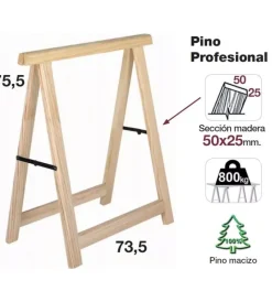 Cavalletti- Cavalletto pieghevole da lavoro in pino professionale 73,5x75 cm