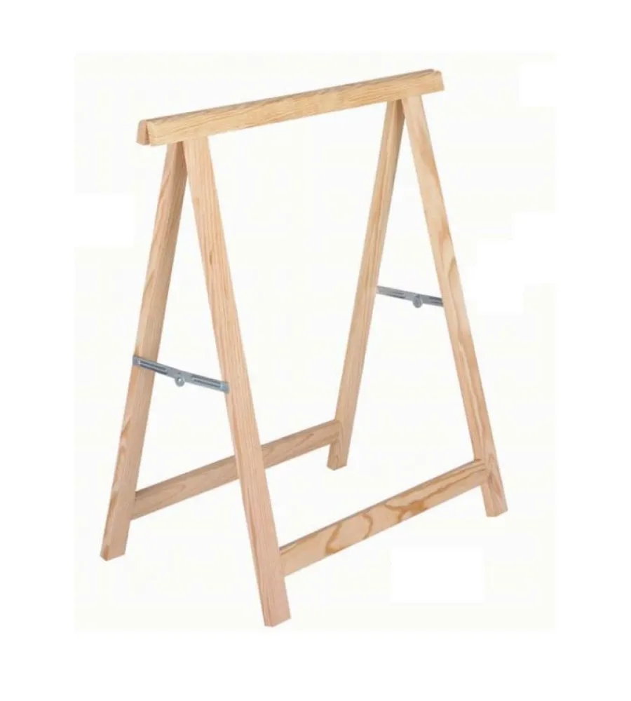Cavalletti- Cavalletto pieghevole in legno di pino grezzo, 73,5x74 cm