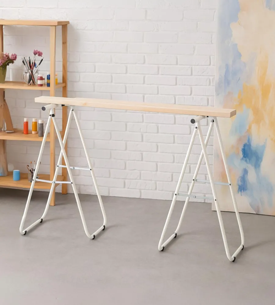 Easy System Cavalletti|Cavalletto pieghevole in metallo bianco 62x35x75 cm