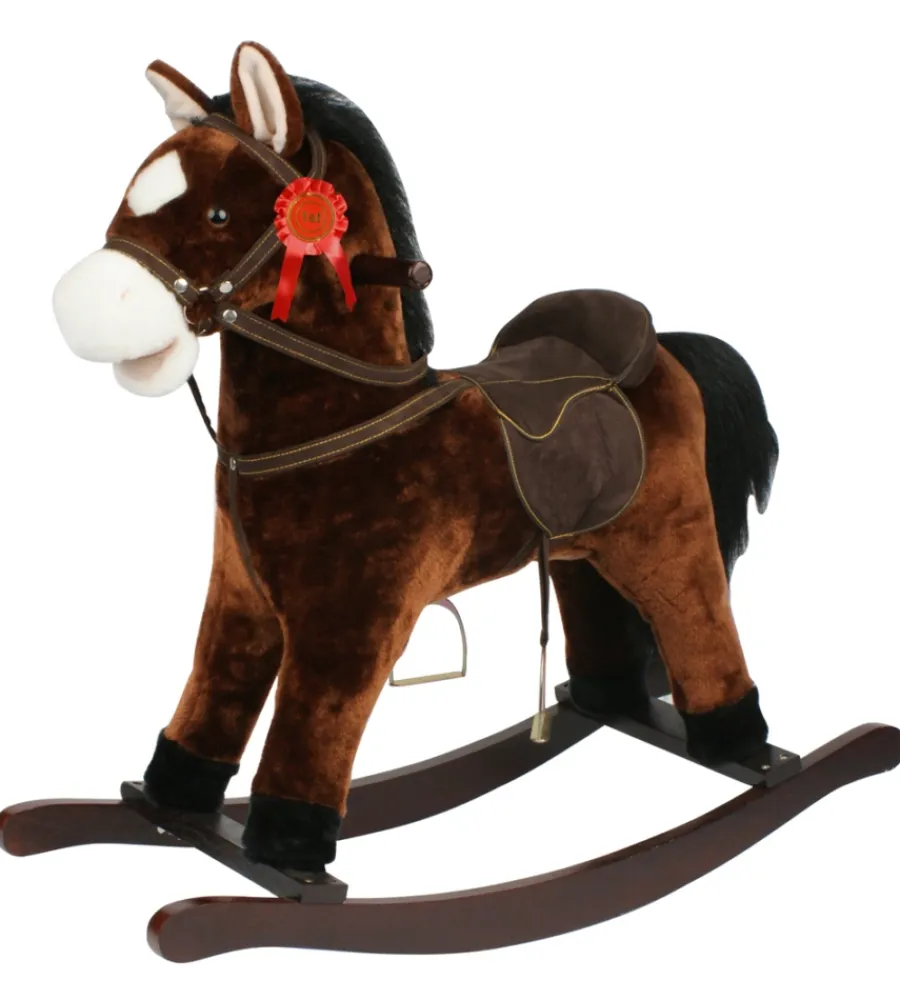Giochi E Casette Bimbo- Cavallo a dondolo per bambini con suoni, marrone scuro
