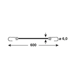 Sistemi Di Fissaggio|Cavo elastico ø 8 x 600 mm. con ganci a uncino plastificati 2 pz.