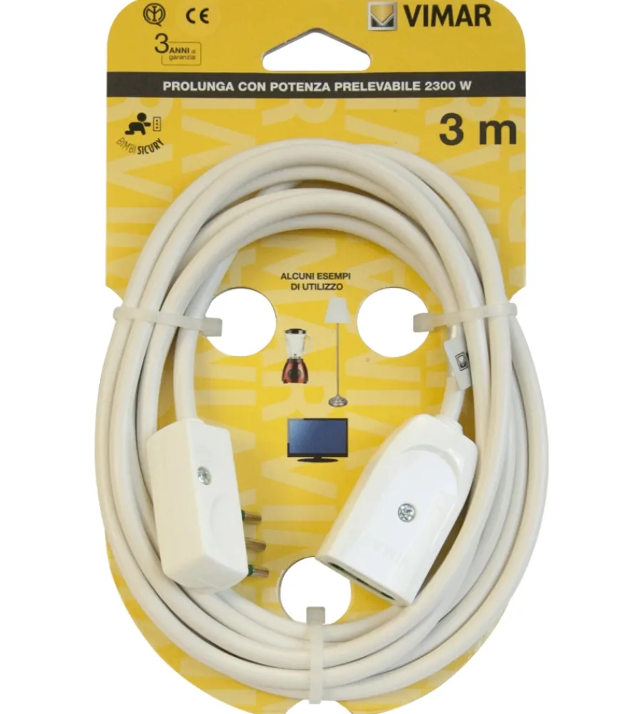 Prolunghe-Vimar Cavo prolunga 3 metri bianco 3g0,75+spinapiatta - .