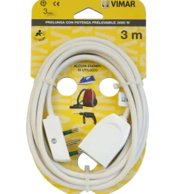 New Cavo prolunga 3 metri bianco 3g1+spina piatta - . Prolunghe
