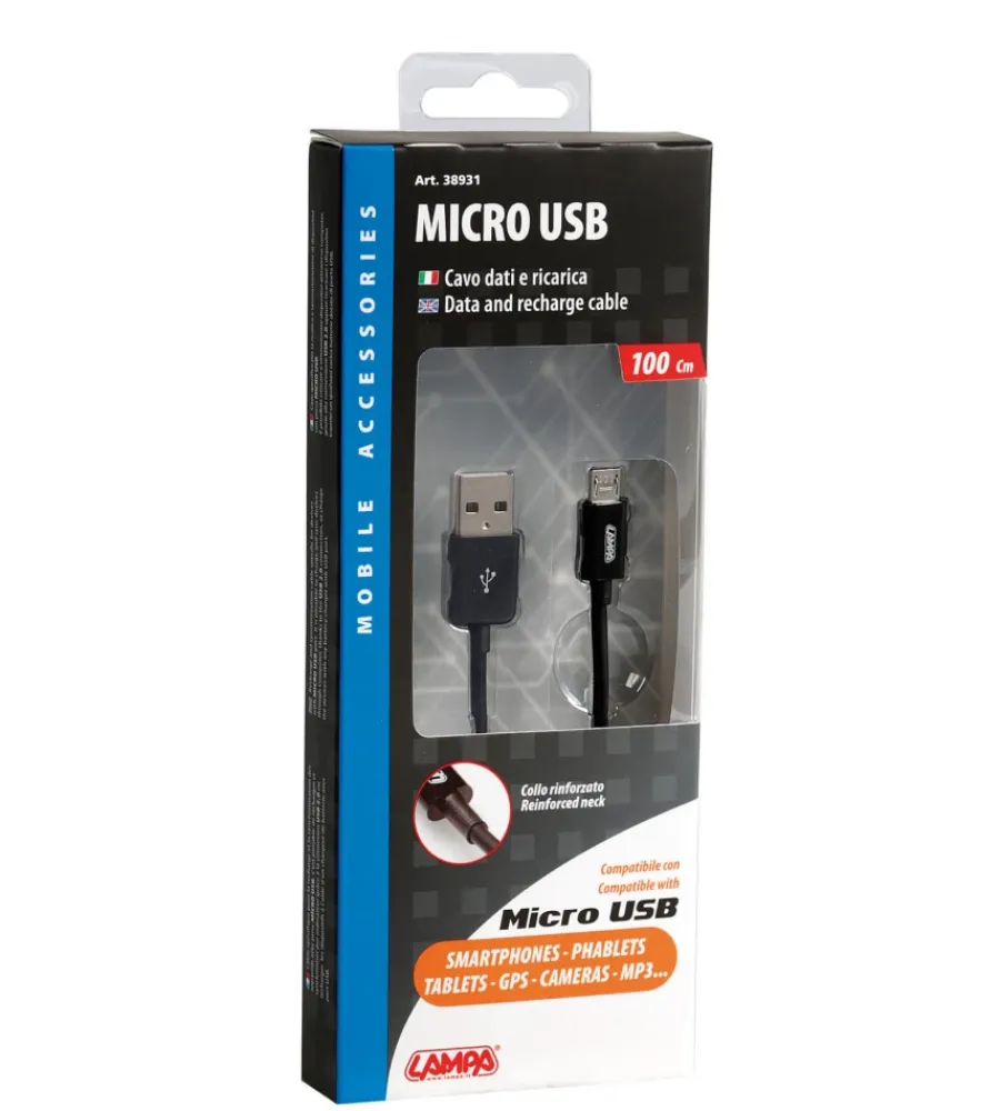 Elettrico-Lampa Cavo usb micro usb - 100 cm - nero 38931