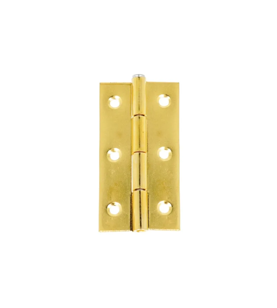 Ferramenta Per Mobili E Infissi- Cerniere con spina fissa ferro ottonato 25 x 40 mm. 2 pz.