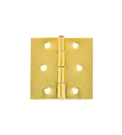 Ferramenta Per Mobili E Infissi- Cerniere quadre con spina fissa in ferro ottonato 50 x 60 mm. 2 pz.