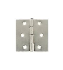 Ferramenta Per Mobili E Infissi- Cerniere quadre con spina fissa in ferro nichelato 40 x 40 mm. 2 pz.