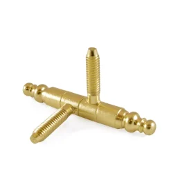Ferramenta Per Mobili E Infissi- Cerniere tornite "anuba" con testina - ø 9 mm. - ottonato - 2 pz.