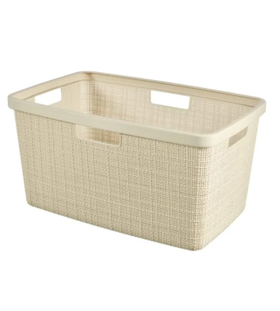 Accessori Bagno-Keter Cesta portabiancheria "jute" bianco - 59x39x26 cm