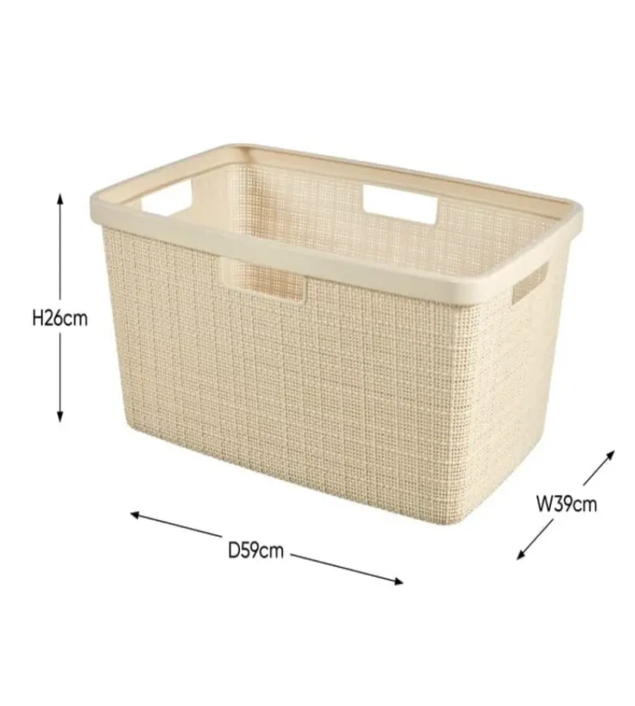 Accessori Bagno-Keter Cesta portabiancheria "jute" bianco - 59x39x26 cm