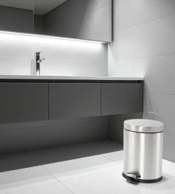 Accessori Bagno-Decor Bagno Cestino bagno ovale in acciaio grigio 5 litri