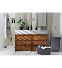 Accessori Bagno-Keter Cesto portabiancheria "curver softex" antracite con coperchio, 56 litri