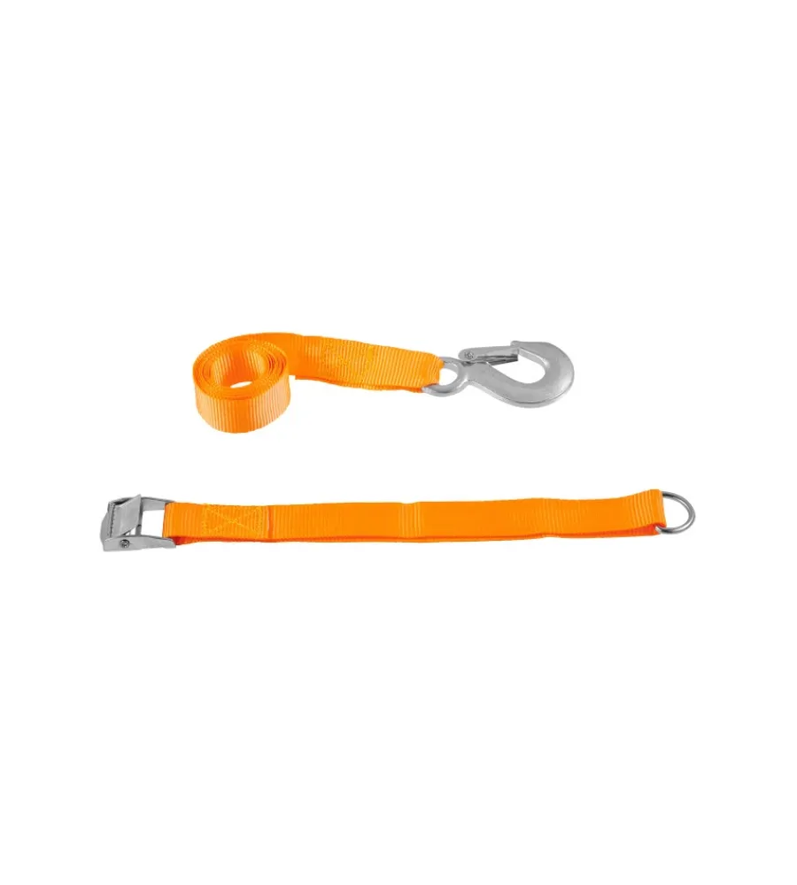 Sistemi Di Fissaggio- Cinghia di ancoraggio 125 kg. con fermo blocco e cinghia con moschettone 25 mm. x 2 mt.