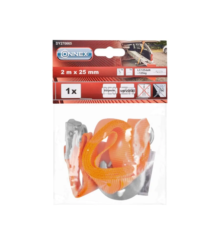 Sistemi Di Fissaggio- Cinghia di ancoraggio 125 kg. con fermo blocco e cinghia con moschettone 25 mm. x 2 mt.