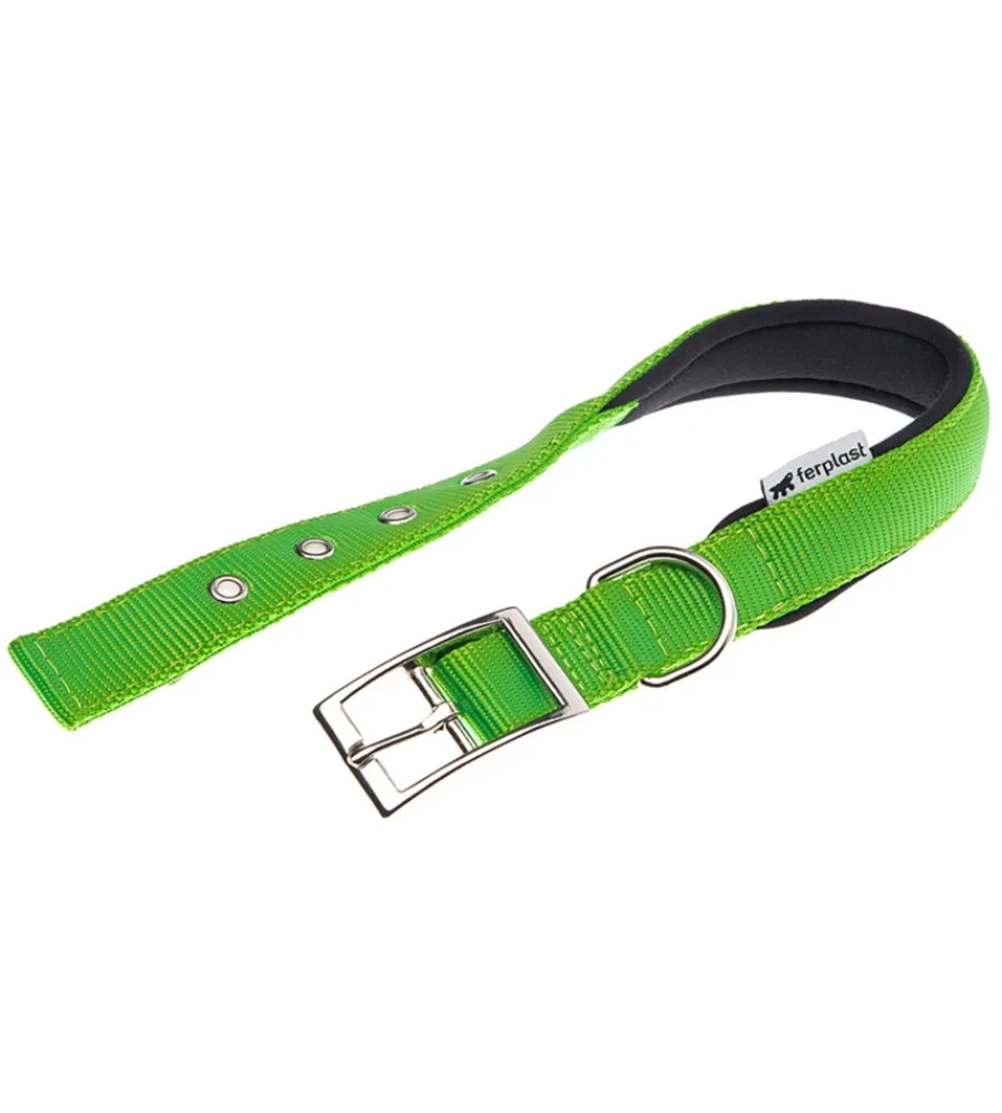Guinzagli E Pettorine-Ferplast Collare in nylon modello c25/45 imbottito per cane e colore verde.