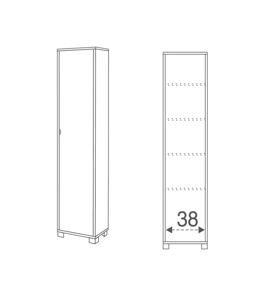 Mobili Multiuso-Sarmog Colonna 1 anta bianco fiammato, 43x190x29 cm