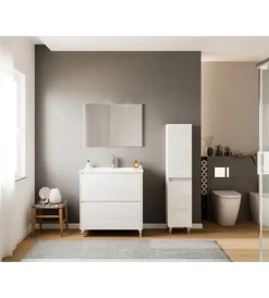 Mobiletti Multiuso- Colonna bagno a terra "lisbona" rovere bianco  34x36x150 cm