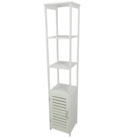 Mobiletti Multiuso|Colonna con anta e 3 ripiani bianca, 30x30x156 cm