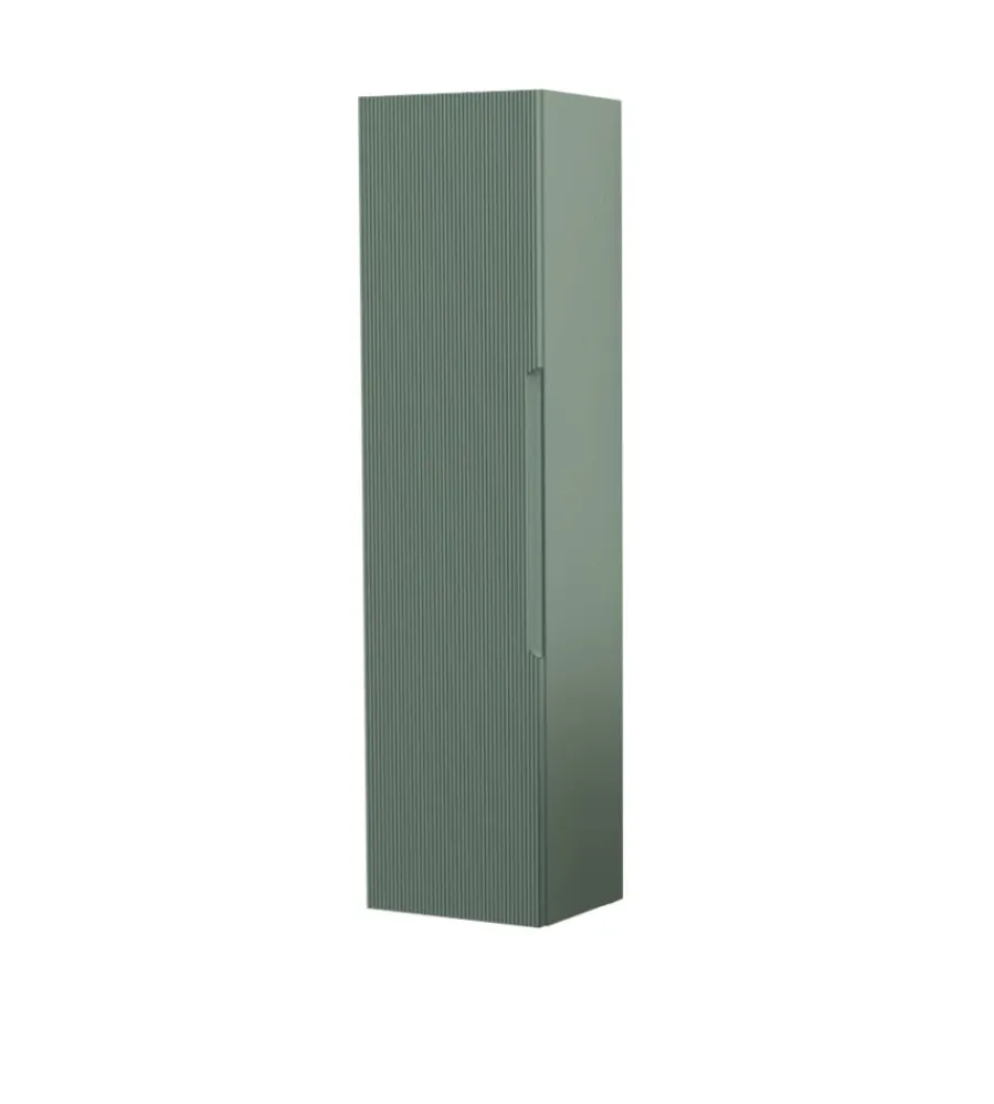 Decor Bagno Mobiletti Multiuso|Colonna pensile sospesa "canaletto" con 1 anta colore verde salvia, 35x28x138 cm