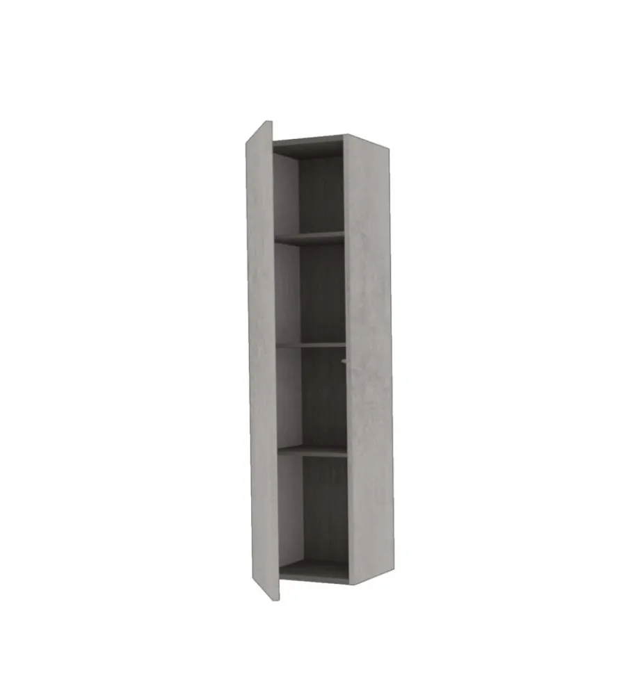 Decor Bagno Mobiletti Multiuso|Colonna pensile sospesa con 1 anta colore grigio caldo, 35x28x138 cm