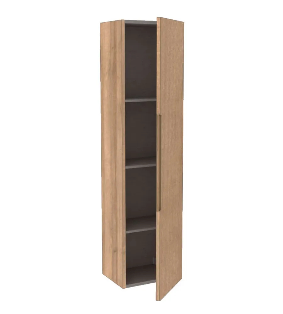 Mobiletti Multiuso-Decor Bagno Colonna pensile sospesa "canaletto" con 1 anta colore rovere, 35x28x138 cm