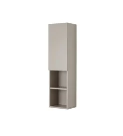Clearance Colonna pensile sospesa "pastello" con anta e ripiani colore tortora, 30x25x115 cm Mobiletti Multiuso