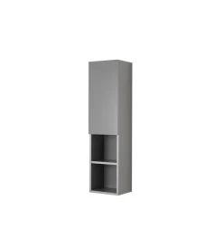 Mobiletti Multiuso- Colonna pensile sospesa "pastello" con anta e ripiani colore grigio, 30x25x115 cm