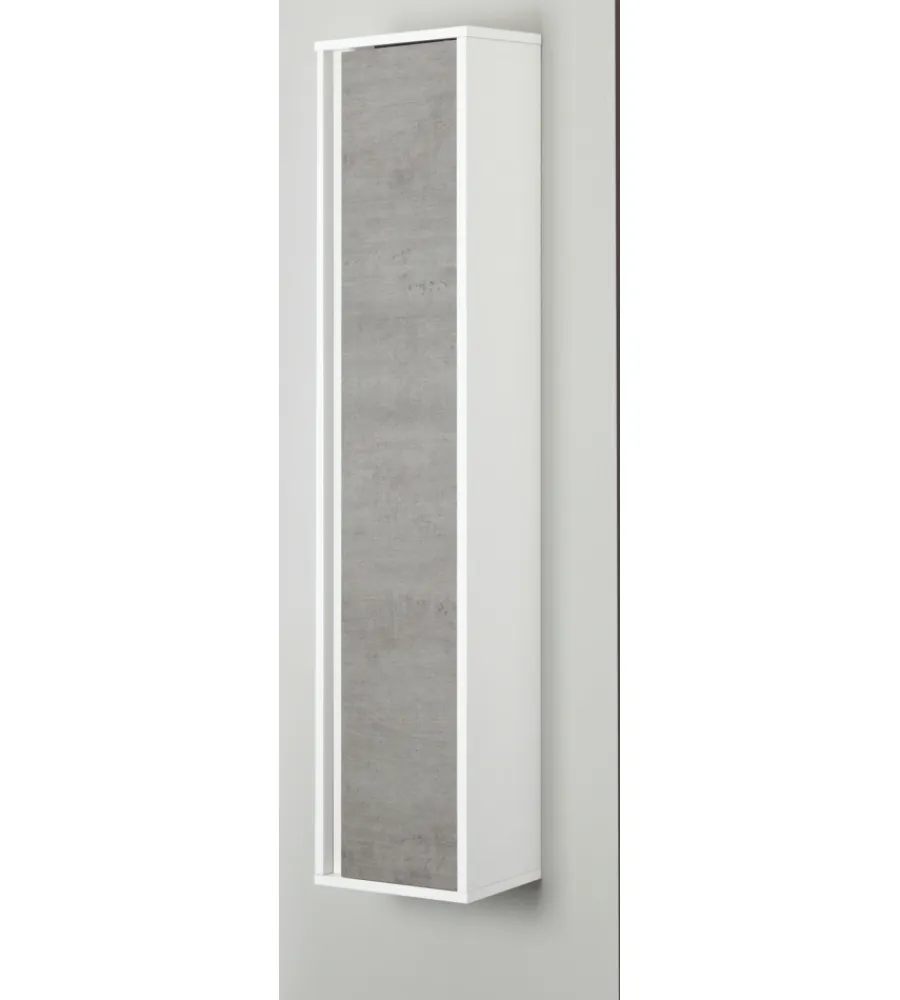 Mobiletti Multiuso- Colonna pensile sospesa"fabula" bianco e cemento, 30x24x150 cm