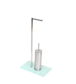 Sale Colonnina portarotolo bagno con portascopino in vetro Accessori Bagno