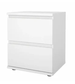 Letti E Comodini- Comodino 2 cassetti "nova" bianco 40,2x34x48,2 cm