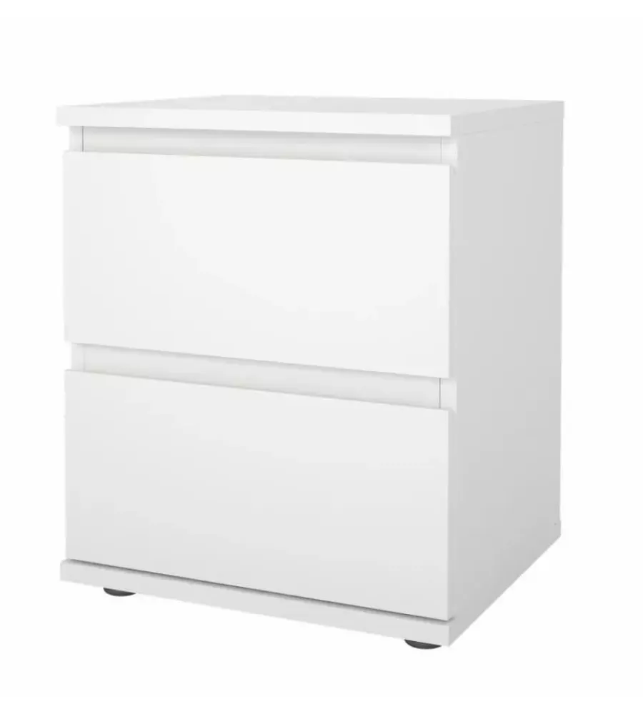 Letti E Comodini- Comodino 2 cassetti "nova" bianco 40,2x34x48,2 cm