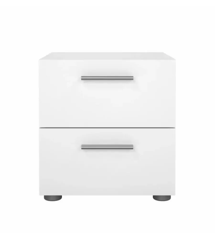 Letti E Comodini- Comodino 2 cassetti "pepe" bianco 40x40,2x42,3 cm