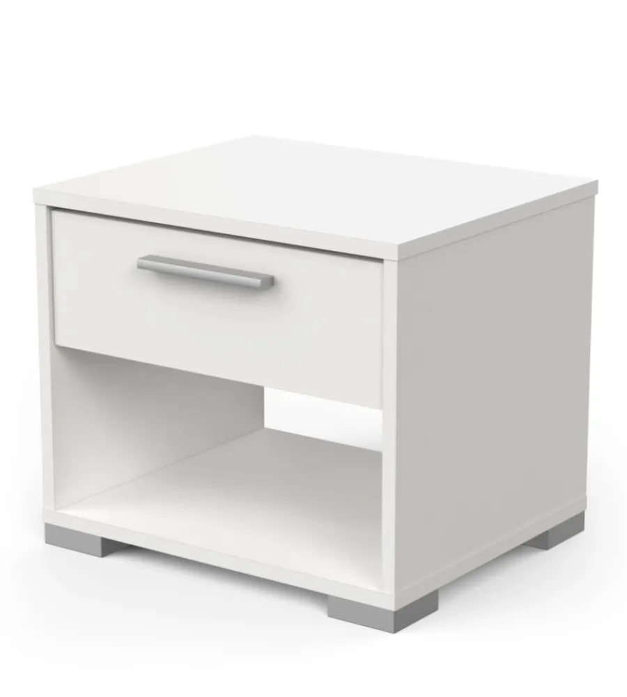 Letti E Comodini- Comodino 1 cassetto "izzy" bianco opaco 43,2x36,2x37,2 cm