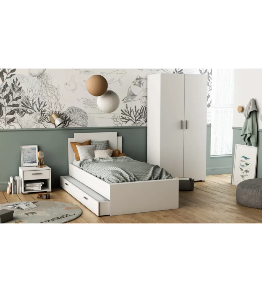 Letti E Comodini- Comodino 1 cassetto "izzy" bianco opaco 43,2x36,2x37,2 cm