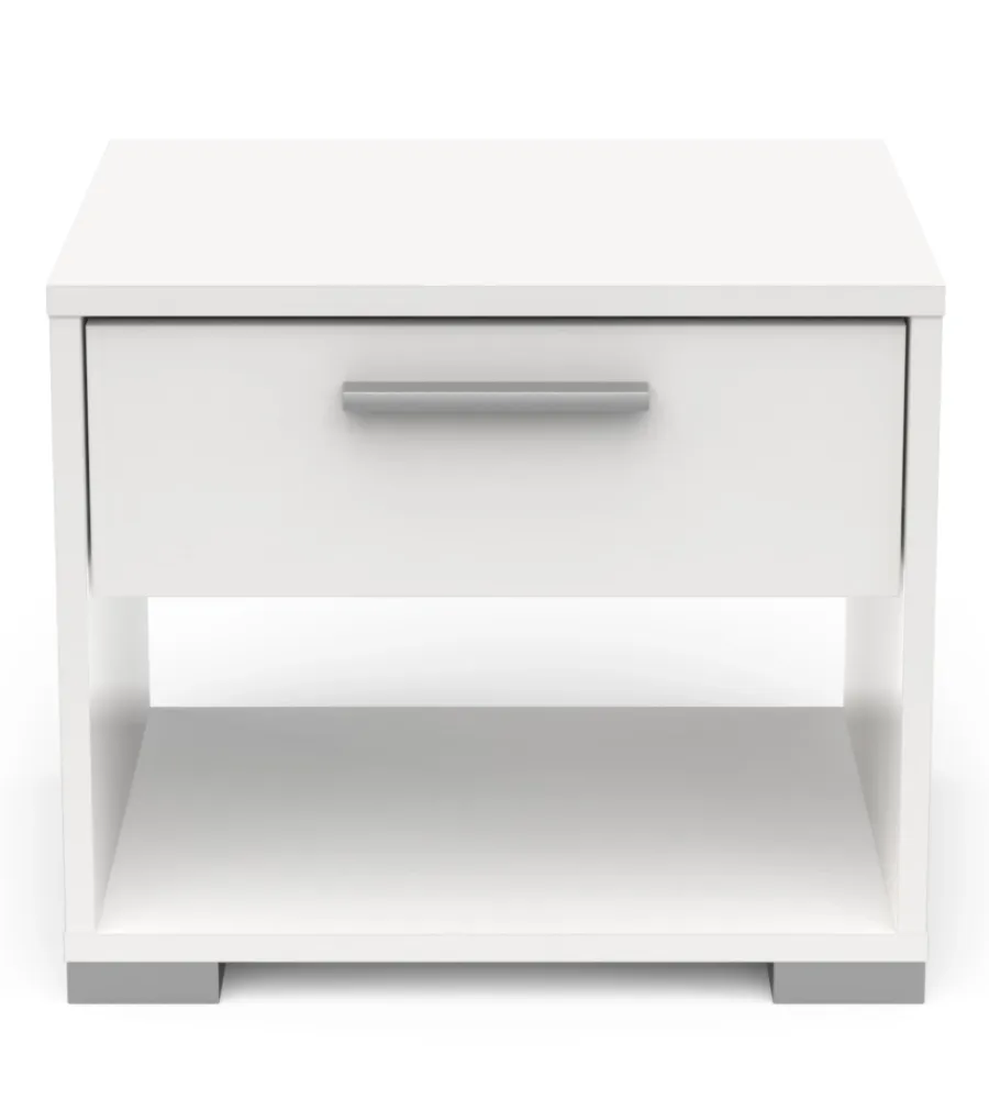 Letti E Comodini- Comodino 1 cassetto "izzy" bianco opaco 43,2x36,2x37,2 cm