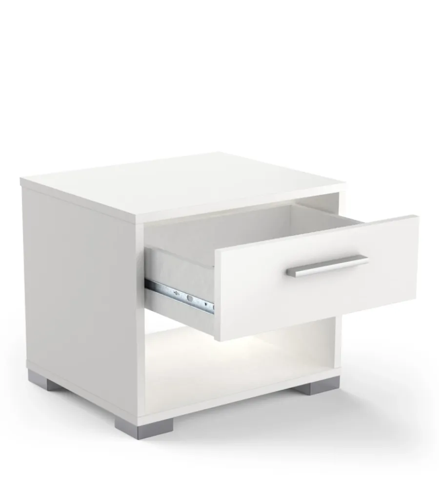 Letti E Comodini- Comodino 1 cassetto "izzy" bianco opaco 43,2x36,2x37,2 cm