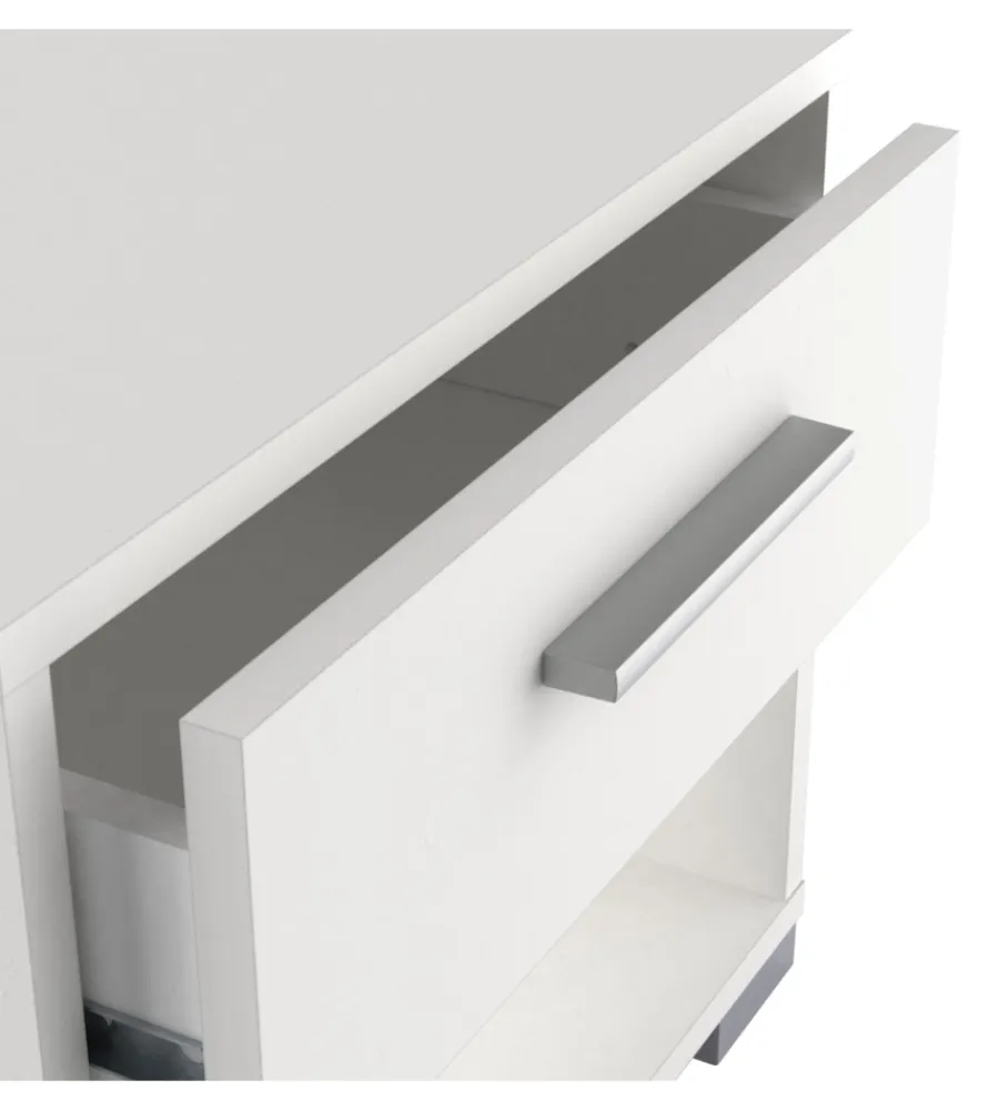 Letti E Comodini- Comodino 1 cassetto "izzy" bianco opaco 43,2x36,2x37,2 cm