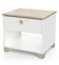 Letti E Comodini|Comodino 1 cassetto "izzy" quercia e bianco opaco 43,2x36,2x39,7 cm